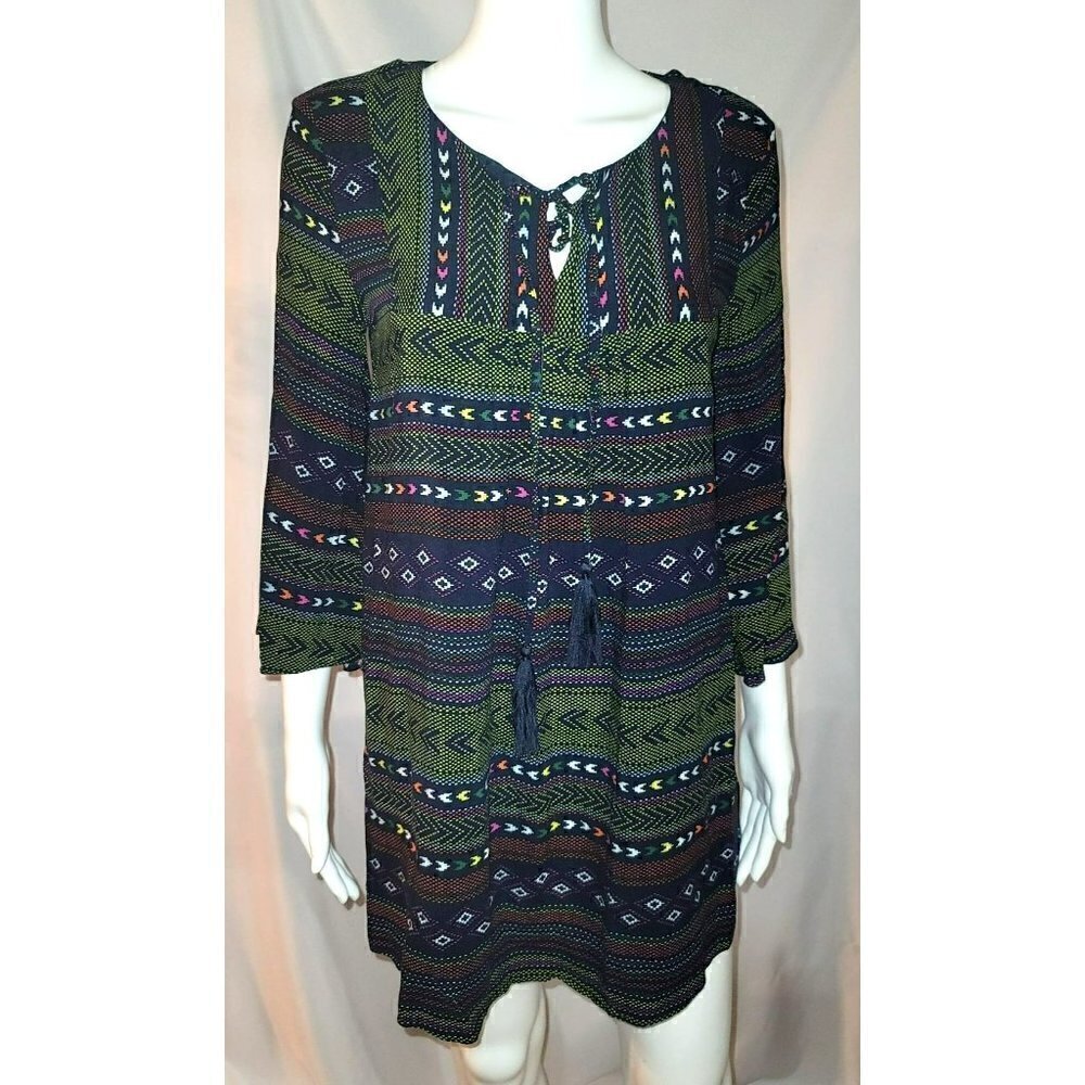 Aakaa Kimono Style Mini Dress w/ Flowing Sleeve - Size Small